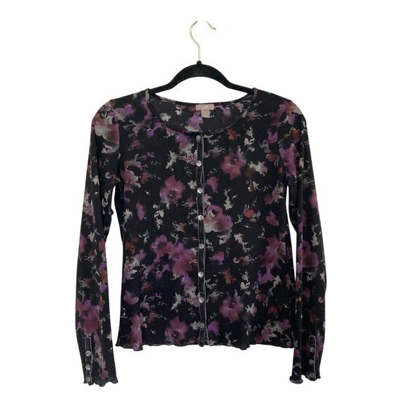 Whimsygoth J. Jill Black and Purple Floral Cardigan - Picture 1 of 7